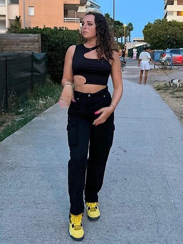 Grandininiai iškirpti šonkauliai, megzti, apkarpyti, viršutiniai moteriški vasariniai Y2K drabužiai High Street Grunge asimetriški kaklo drabužiai be rankovių