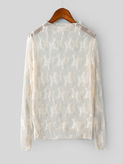 Nyári női csipke virágos hímzéses blúzok ing Női felsők Szexi hálós blúzok Átlátszó elegáns átlátszó fekete ing