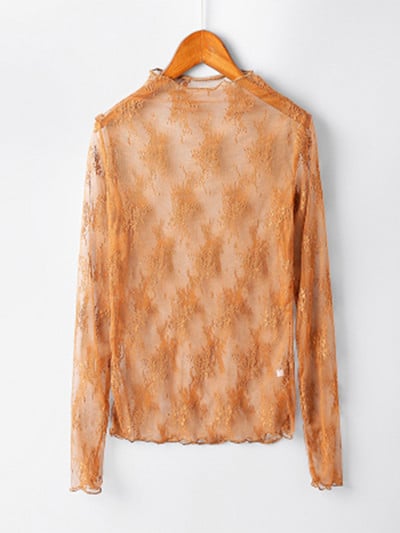 Nyári női csipke virágos hímzéses blúzok ing Női felsők Szexi hálós blúzok Átlátszó elegáns átlátszó fekete ing