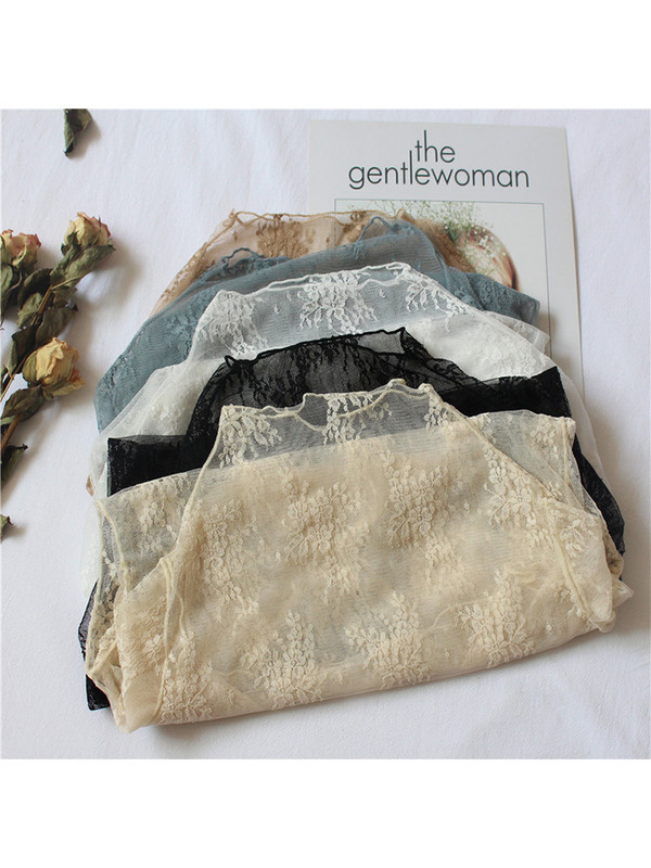 Nyári női csipke virágos hímzéses blúzok ing Női felsők Szexi hálós blúzok Átlátszó elegáns átlátszó fekete ing