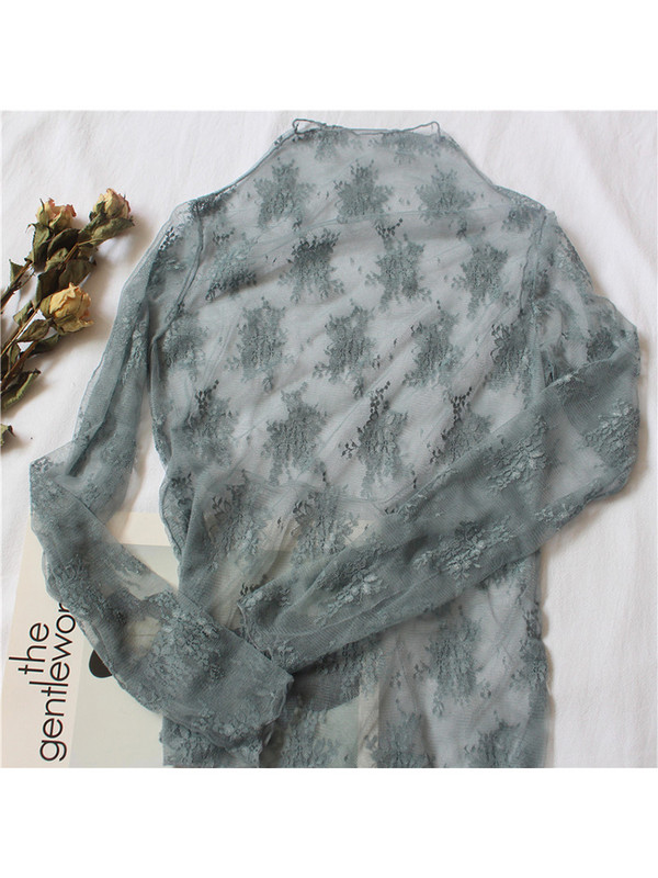 Nyári női csipke virágos hímzéses blúzok ing Női felsők Szexi hálós blúzok Átlátszó elegáns átlátszó fekete ing