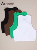 ATHVOTAR 10 culori Crop Top pentru femei, fără sudură, casual, de stradă