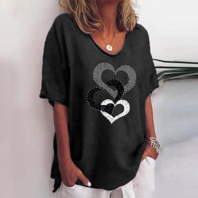 Uus naiste T-särk suvine lühikeste varrukatega V-kaelusega topp vaba vabaaja naisterõivad Tänavarõivad Hip Hop Tee Harajuku T-särk Pullover