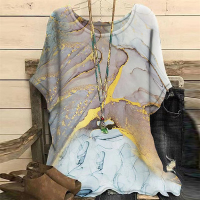 Vasaras sieviešu T-krekli 3D Modes Apdrukas Gradients Harajuku T krekls Liela izmēra T-krekli Sieviešu Apģērbi Jauni īsām piedurknēm V veida kakla izgriezuma topi