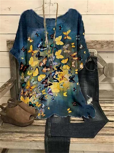 Vasaras sieviešu T-krekli 3D Modes Apdrukas Gradients Harajuku T krekls Liela izmēra T-krekli Sieviešu Apģērbi Jauni īsām piedurknēm V veida kakla izgriezuma topi