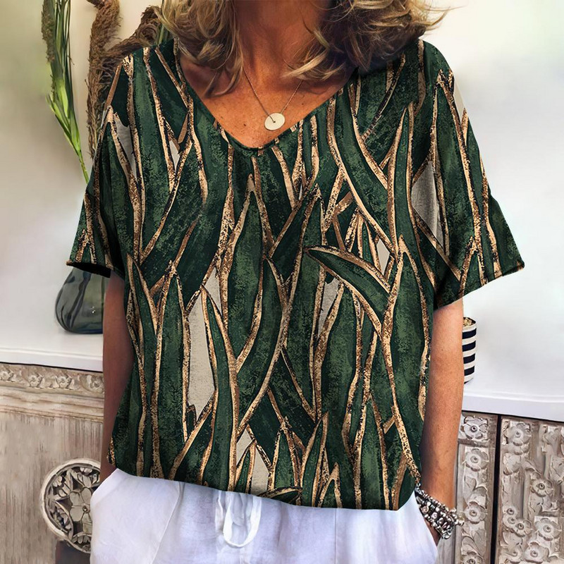 Vasaras sieviešu T-krekli 3D Modes Apdrukas Gradients Harajuku T krekls Liela izmēra T-krekli Sieviešu Apģērbi Jauni īsām piedurknēm V veida kakla izgriezuma topi