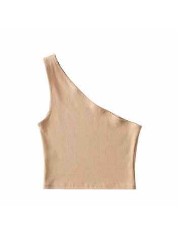 One Shoulder Cropped Tanks Κορυφαία Γυναικεία Καλοκαιρινά Αμάνικα Tanks Camis Σέξι λοξός γιακάς Ελαστικός κορσές Slim Crop Tops Tube Lady