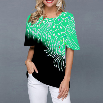 2022. gada vasaras sieviešu T-krekli Modes 3D apdrukas topi ar īsām piedurknēm Sieviešu vintage apģērbi, ap kaklu Lielizmēra T-krekli Harajuku T krekli