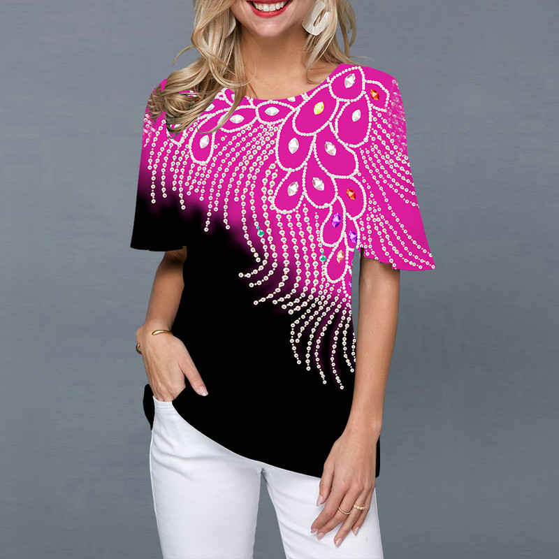 2022. gada vasaras sieviešu T-krekli Modes 3D apdrukas topi ar īsām piedurknēm Sieviešu vintage apģērbi, ap kaklu Lielizmēra T-krekli Harajuku T krekli