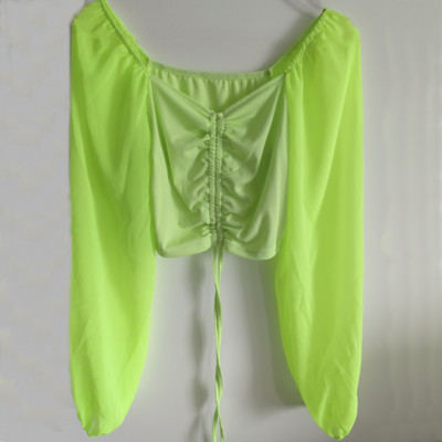 Horetong ženske seksi bluze s otvorenim ramenima s V-izrezom Ljetne zavoje s uzicom Majice dugih rukava Ženska korejska modna kratka odjeća