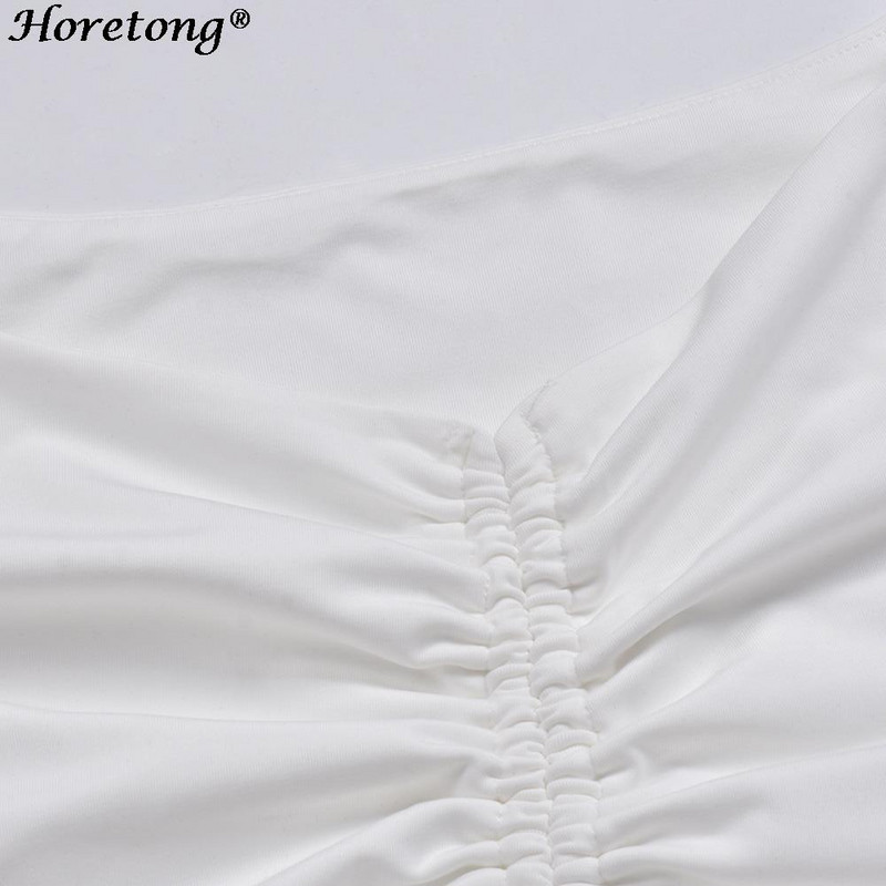 Horetong ženske seksi bluze s otvorenim ramenima s V-izrezom Ljetne zavoje s uzicom Majice dugih rukava Ženska korejska modna kratka odjeća