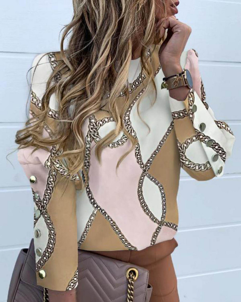 Modne ženske košulje dugih rukava s metalnim gumbima, ležerne ženske bluze s O-izrezom, jednobojni print, XXXL jesenska europska odjeća