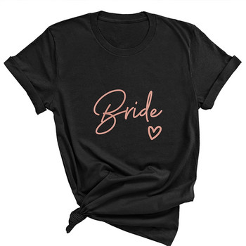 Μπλουζάκι Team Bride Love Heart T-shirt Αισθητικό Bridesmaid Bride Squad T-shirt Γυναικεία Ulzzang Μπλουζάκια Γάμου 1SS8