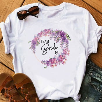 Μπλουζάκι Team Bride Love Heart T-shirt Αισθητικό Bridesmaid Bride Squad T-shirt Γυναικεία Ulzzang Μπλουζάκια Γάμου 1SS8