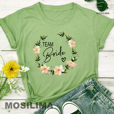 Team Bride Love Heart póló Esztétikus koszorúslány Bride Squad póló Női Ulzzang esküvői party felsők 1SS8