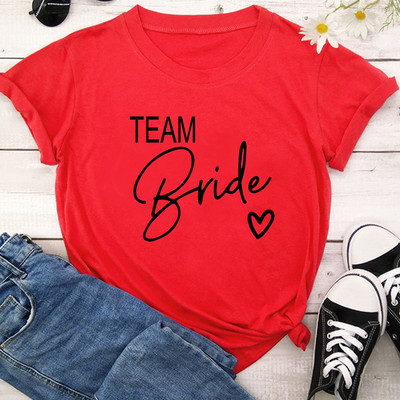 Team Bride Love Heart póló Esztétikus koszorúslány Bride Squad póló Női Ulzzang esküvői party felsők 1SS8