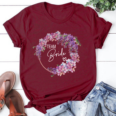 Team Bride Love Heart póló Esztétikus koszorúslány Bride Squad póló Női Ulzzang esküvői party felsők 1SS8