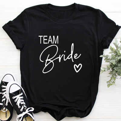 Team Bride Love Heart póló Esztétikus koszorúslány Bride Squad póló Női Ulzzang esküvői party felsők 1SS8