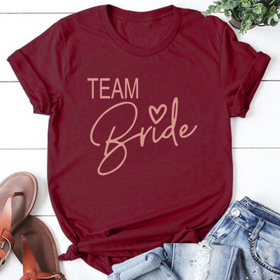 Team Bride Love Heart póló Esztétikus koszorúslány Bride Squad póló Női Ulzzang esküvői party felsők 1SS8