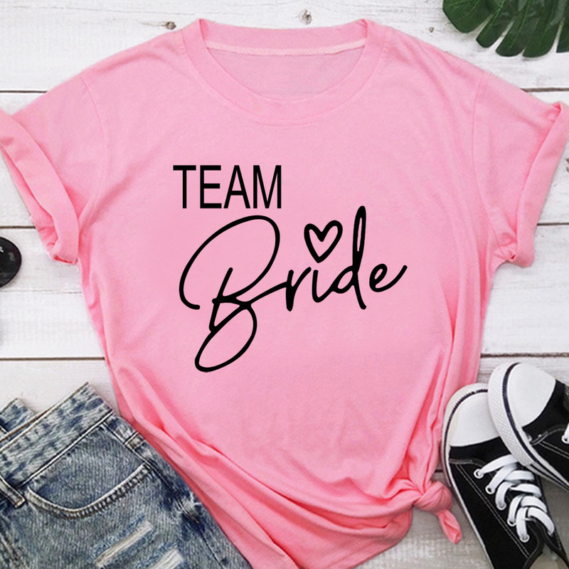 Team Bride Love Heart póló Esztétikus koszorúslány Bride Squad póló Női Ulzzang esküvői party felsők 1SS8