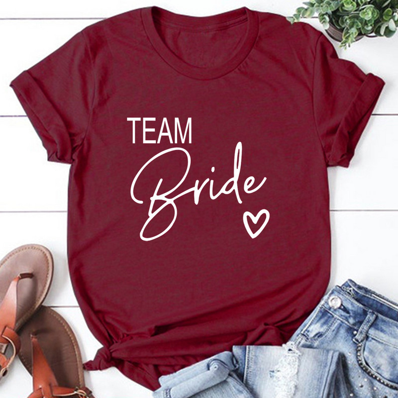 Team Bride Love Heart póló Esztétikus koszorúslány Bride Squad póló Női Ulzzang esküvői party felsők 1SS8