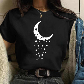 Harajuku Funny 90s Girl Moon Women T-shirt Cartoon Graphic printed μαύρο γυναικείο μπλουζάκι Casual γυναικείο πουκάμισο Kawaii μπλουζάκι