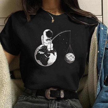 Harajuku Funny 90s Girl Moon Women T-shirt Cartoon Graphic printed μαύρο γυναικείο μπλουζάκι Casual γυναικείο πουκάμισο Kawaii μπλουζάκι