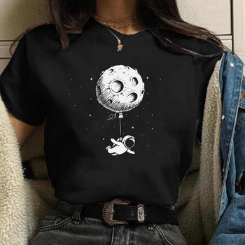 Harajuku Funny 90s Girl Moon Women T-shirt Cartoon Graphic printed μαύρο γυναικείο μπλουζάκι Casual γυναικείο πουκάμισο Kawaii μπλουζάκι