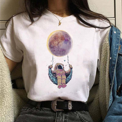 Harajuku Funny 90s Girl Moon Women T-shirt Cartoon Graphic printed μαύρο γυναικείο μπλουζάκι Casual γυναικείο πουκάμισο Kawaii μπλουζάκι