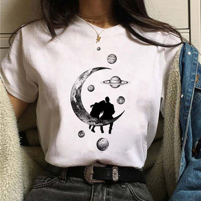 Harajuku Funny 90s Girl Moon Women T-shirt Cartoon Graphic printed μαύρο γυναικείο μπλουζάκι Casual γυναικείο πουκάμισο Kawaii μπλουζάκι