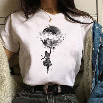 Harajuku Funny 90s Girl Moon Women T-shirt Cartoon Graphic printed μαύρο γυναικείο μπλουζάκι Casual γυναικείο πουκάμισο Kawaii μπλουζάκι
