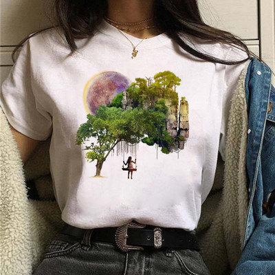 Harajuku Funny 90s Girl Moon Women T-shirt Cartoon Graphic printed μαύρο γυναικείο μπλουζάκι Casual γυναικείο πουκάμισο Kawaii μπλουζάκι