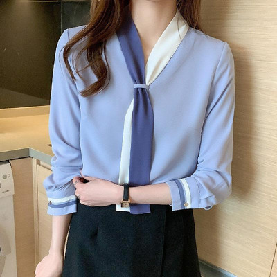 Patchwork Bluze elegante Femei S-3XL Subțire, toate se potrivesc Social Business șifon Popular Cozyy Simplu Elegant Primăvară Moale Birou Nou