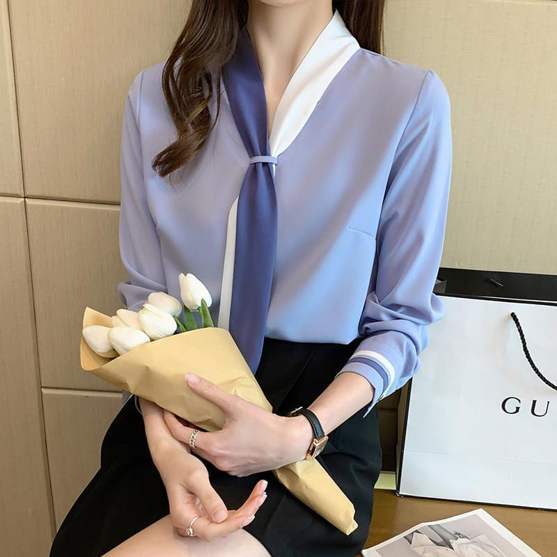 Patchwork Bluze elegante Femei S-3XL Subțire, toate se potrivesc Social Business șifon Popular Cozyy Simplu Elegant Primăvară Moale Birou Nou