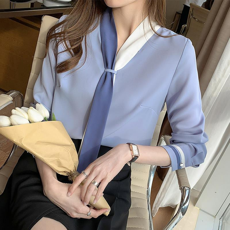 Patchwork Bluze elegante Femei S-3XL Subțire, toate se potrivesc Social Business șifon Popular Cozyy Simplu Elegant Primăvară Moale Birou Nou