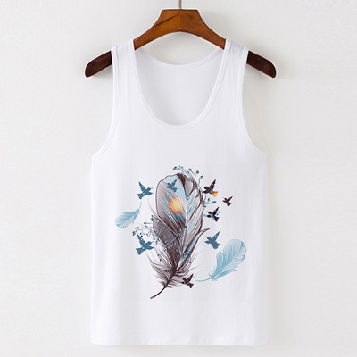 Vasaros Harajuku Vintažinių plunksnų Dreamcatcher Print Moteriški marškinėliai Laisvalaikio tipo liemenė be rankovių Gatvės drabužiai Moteriški marškinėliai
