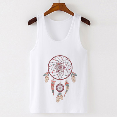Vasaros Harajuku Vintažinių plunksnų Dreamcatcher Print Moteriški marškinėliai Laisvalaikio tipo liemenė be rankovių Gatvės drabužiai Moteriški marškinėliai