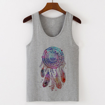 Vasaros Harajuku Vintažinių plunksnų Dreamcatcher Print Moteriški marškinėliai Laisvalaikio tipo liemenė be rankovių Gatvės drabužiai Moteriški marškinėliai