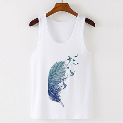 Vasaros Harajuku Vintažinių plunksnų Dreamcatcher Print Moteriški marškinėliai Laisvalaikio tipo liemenė be rankovių Gatvės drabužiai Moteriški marškinėliai