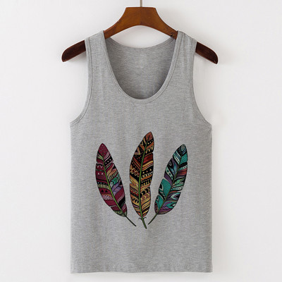 Vasaros Harajuku Vintažinių plunksnų Dreamcatcher Print Moteriški marškinėliai Laisvalaikio tipo liemenė be rankovių Gatvės drabužiai Moteriški marškinėliai