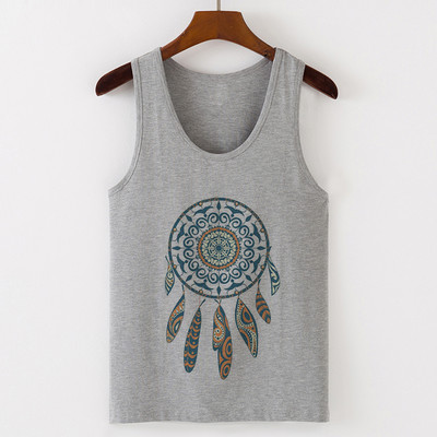 Vasaros Harajuku Vintažinių plunksnų Dreamcatcher Print Moteriški marškinėliai Laisvalaikio tipo liemenė be rankovių Gatvės drabužiai Moteriški marškinėliai