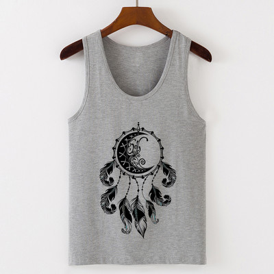 Vasaros Harajuku Vintažinių plunksnų Dreamcatcher Print Moteriški marškinėliai Laisvalaikio tipo liemenė be rankovių Gatvės drabužiai Moteriški marškinėliai