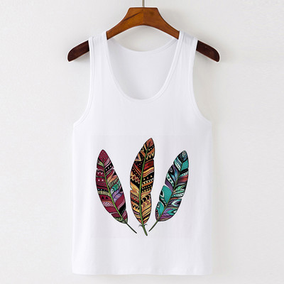 Vasaros Harajuku Vintažinių plunksnų Dreamcatcher Print Moteriški marškinėliai Laisvalaikio tipo liemenė be rankovių Gatvės drabužiai Moteriški marškinėliai