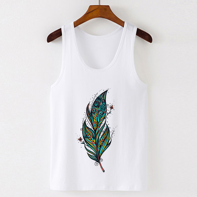 Vasaros Harajuku Vintažinių plunksnų Dreamcatcher Print Moteriški marškinėliai Laisvalaikio tipo liemenė be rankovių Gatvės drabužiai Moteriški marškinėliai