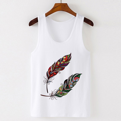 Vasaros Harajuku Vintažinių plunksnų Dreamcatcher Print Moteriški marškinėliai Laisvalaikio tipo liemenė be rankovių Gatvės drabužiai Moteriški marškinėliai