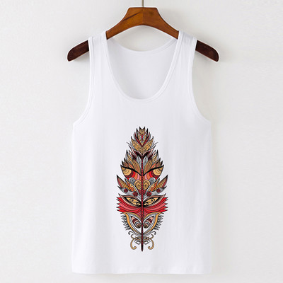 Vasaros Harajuku Vintažinių plunksnų Dreamcatcher Print Moteriški marškinėliai Laisvalaikio tipo liemenė be rankovių Gatvės drabužiai Moteriški marškinėliai