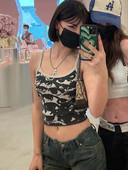 Gotička majica s printom portreta Estetske Y2K kratke majice s majicama s kratkim rukavima Harajuku Streetwear Bijele naramenice Ženska odjeća