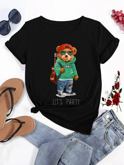 Καυτές εκπτώσεις Αστεία γυναικεία μπλουζάκια με πίντα με αρκουδάκι γκολφ Μόδα Καλοκαιρινή καθημερινή μπλούζα με κοντομάνικα μπλουζάκια Unisex Επώνυμα ανδρικά ρούχα