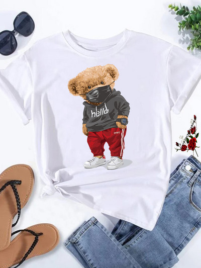 Καυτές εκπτώσεις Αστεία γυναικεία μπλουζάκια με πίντα με αρκουδάκι γκολφ Μόδα Καλοκαιρινή καθημερινή μπλούζα με κοντομάνικα μπλουζάκια Unisex Επώνυμα ανδρικά ρούχα