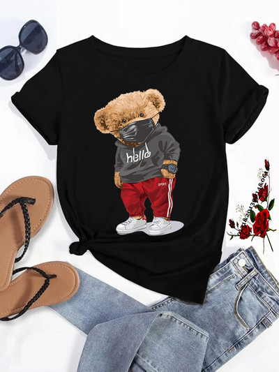 Καυτές εκπτώσεις Αστεία γυναικεία μπλουζάκια με πίντα με αρκουδάκι γκολφ Μόδα Καλοκαιρινή καθημερινή μπλούζα με κοντομάνικα μπλουζάκια Unisex Επώνυμα ανδρικά ρούχα